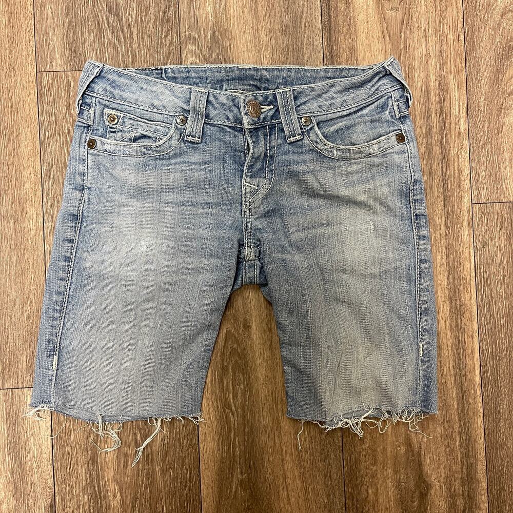True Religion Cut Off Bermuda Jean Shorts Size 27